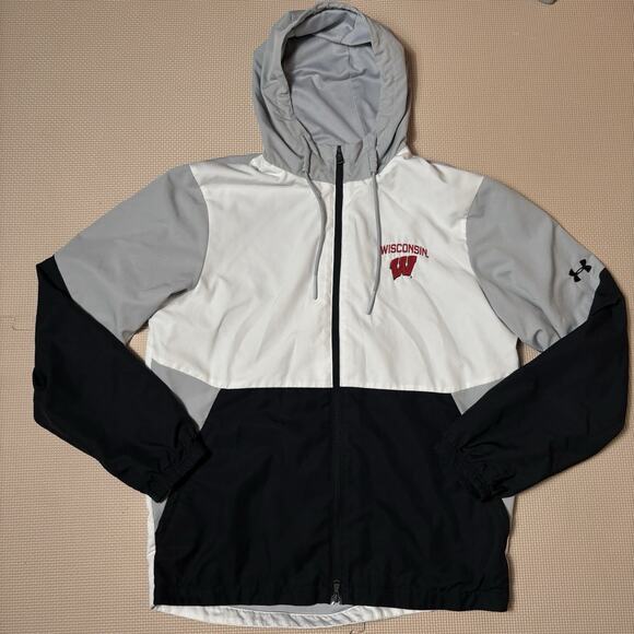 Under Armour Men’s Zip Up Windbreaker Wisconsin Badgers Size M - Picture 1 of 16